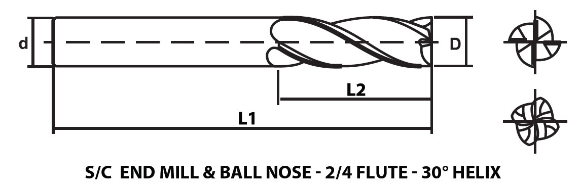 HRC 55~58 End Mill & Ball Nose